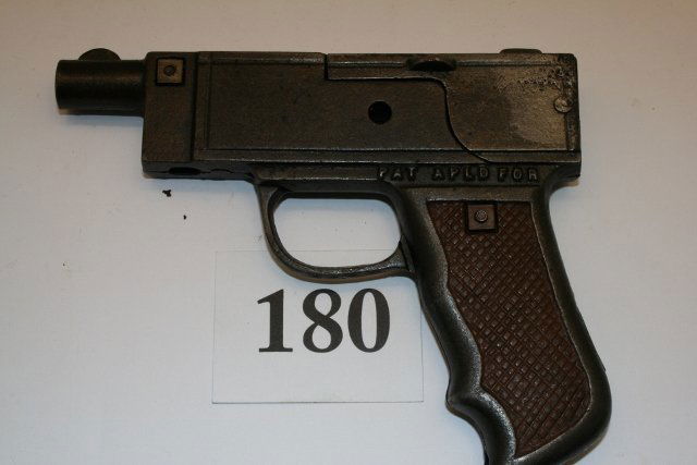 Cast Iron “Riot” Gun: 5 3/8” Cast Iron “Riot” Gun made in 1932 by Kenton – great painted handle – missing crank