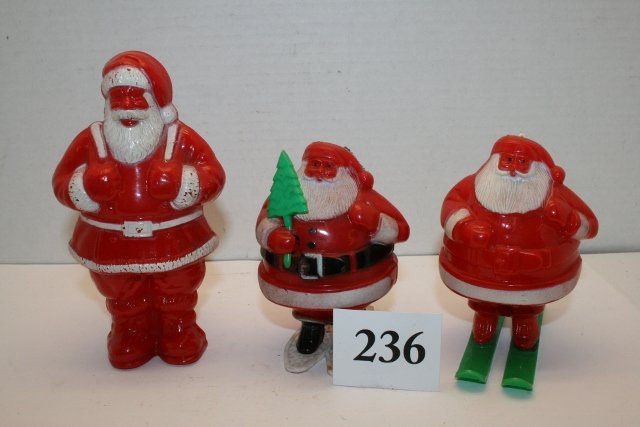 3 Santa Candy Containers: 3 Santa Candy Containers – largest 6” – all in good shape
