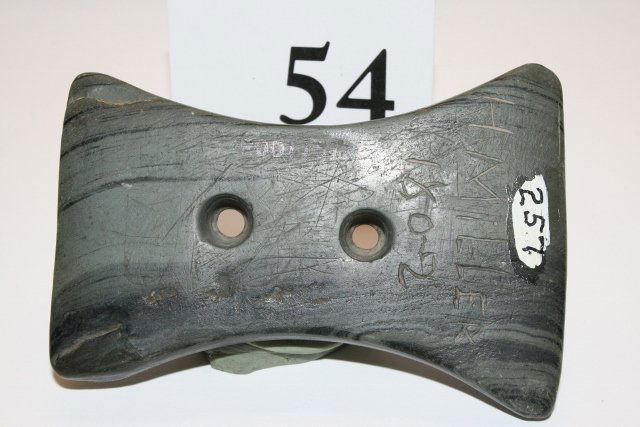 Slate Bi Concave Gorget: 3 ½” Slate Bi Concave Gorget – signed on back H. Miller, 1802 – Knox Co. Ohio