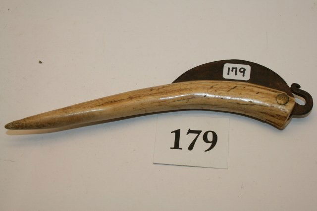 Hand Forged Primitive Knife: 8 ½” Hand Forged Primitive Knife with Antler Handle