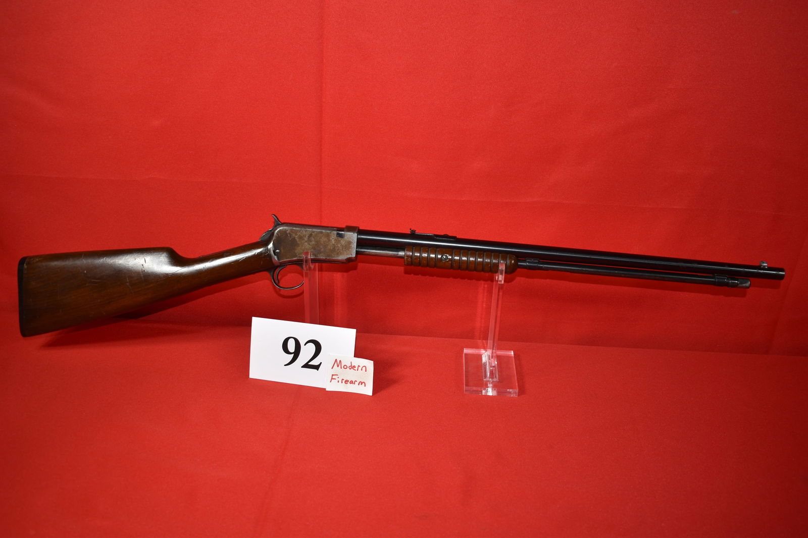 (X) Winchester Model 06 .22 Cal. Slide Action Rifle: (X) Winchester Model 06 .22 Cal. Slide Action Rifle, SN# 847432 mfg. 1934, 20” bbl. with rust spots and overall worn finish