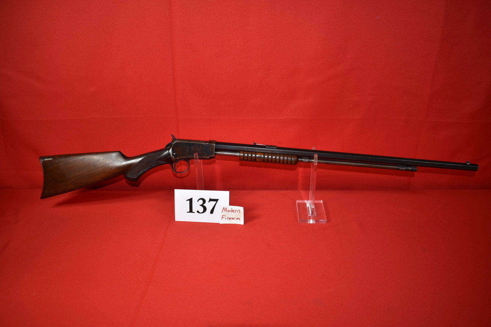 (X) Winchester Model 90 .22 Short Slide Action Rifle: (X) Winchester Model 90 .22 Short Slide Action Rifle, SN# 790478, mfg. 1928, 24” oct. bbl., Pistol Grip Stock, worn finish, good condition
