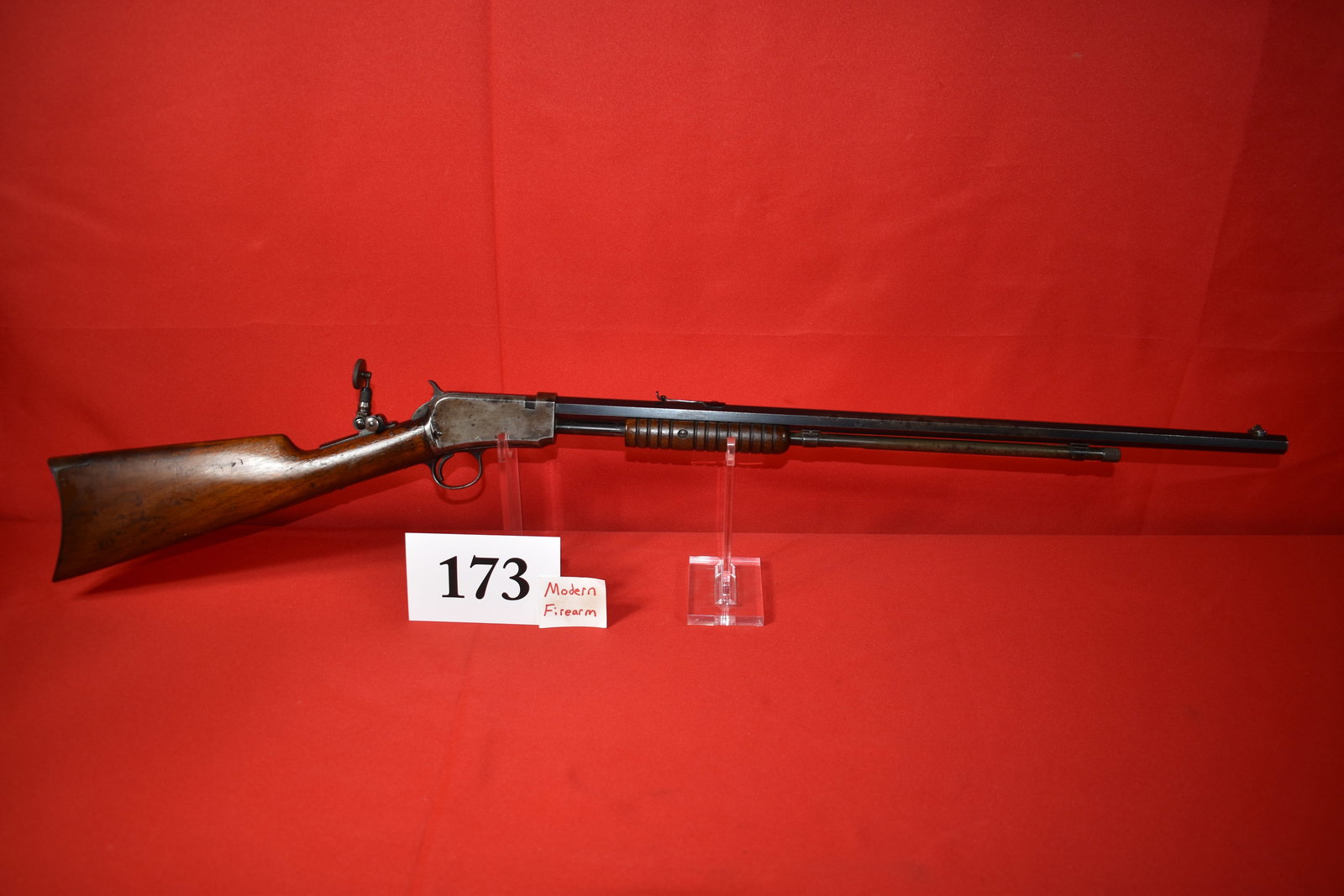 (X) Winchester Model 1890 .22 Short Slide Action Rifles: (X) Winchester Model 1890 .22 Short Slide Action Rifles, SN# 427085 mfg. 1909, 24” oct. bbl., worn finish with some rust spots, tang sight