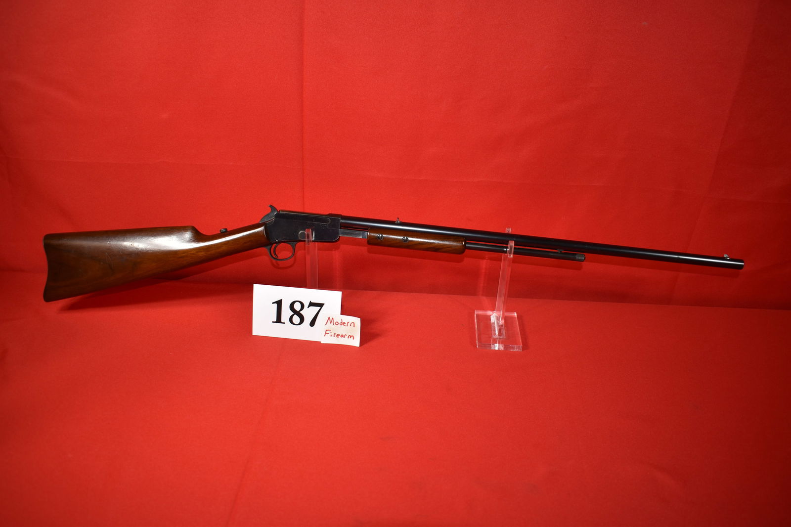 (X) Marlin Model 25 .22 Short and C.B. Caps, Slide Action Rifle: (X) Marlin Model 25 .22 Short and C.B. Caps, Slide Action Rifle, circa 1909-1910, 23” bbl., good to very good condition