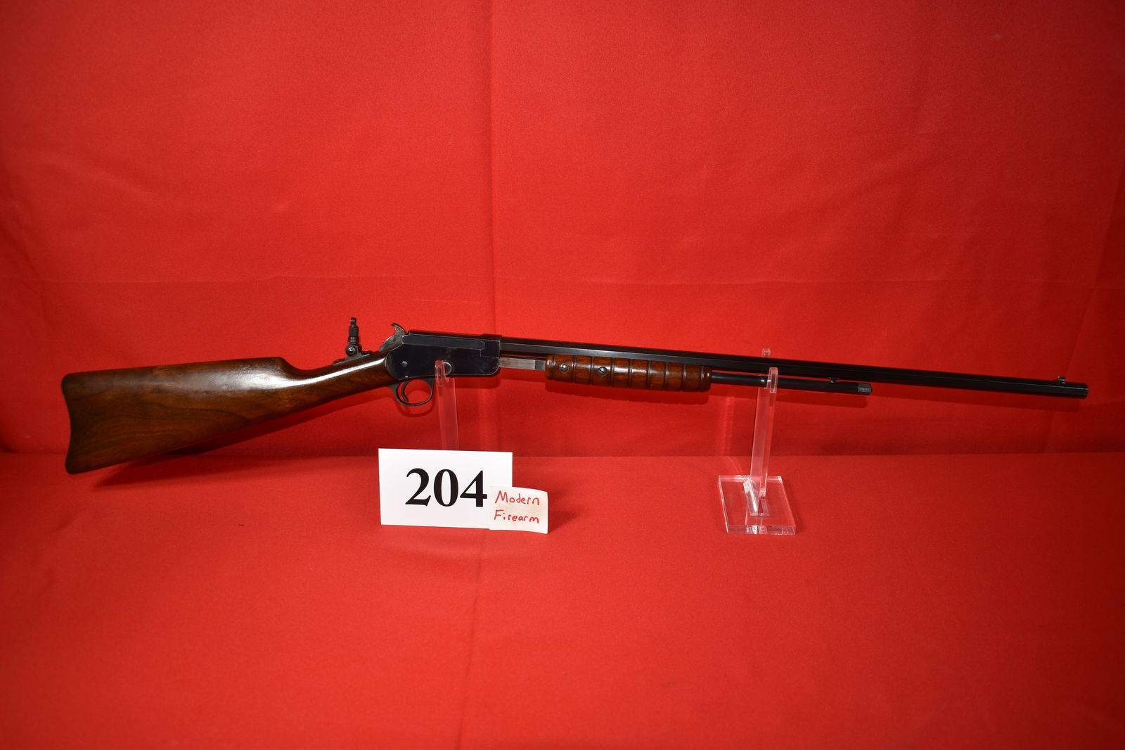 (X) Marlin Model 20 .22 Cal. Slide Action Rifle: (X) Marlin Model 20 .22 Cal. Slide Action Rifle, 22” oct. bbl., few rust spots, tang sight
