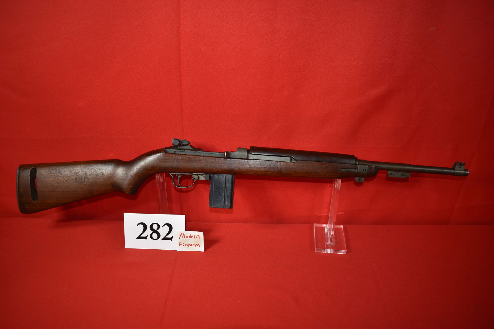 (X) Inland M1 Carbine .30 Carbine Cal.: (X) Inland M1 Carbine .30 Carbine Cal., SN# 592085, 8-43 dated bbl., S”G” Stock, Non-Import, very good condition