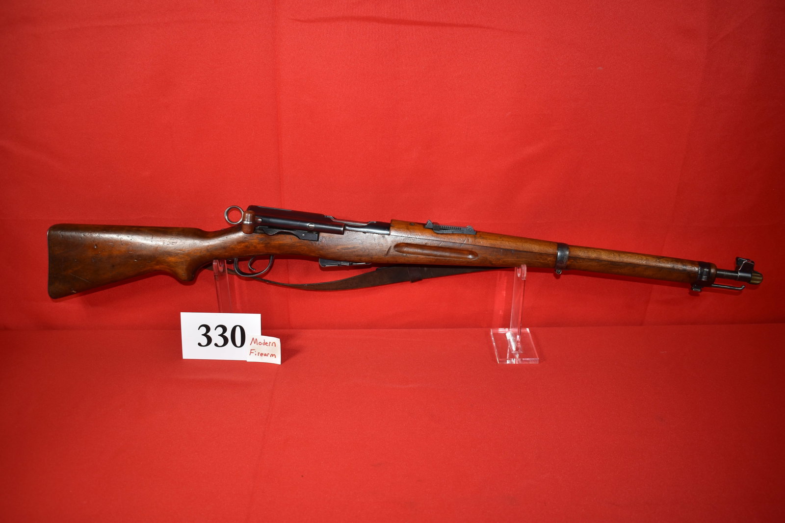 (X) Swiss K11 7.5 x 55 Rifle: (X) Swiss K11 7.5 x 55 Rifle, SN# 168743 mfg. 1913-1919 with troop tag under butt plate, all numbers matching, very good condition