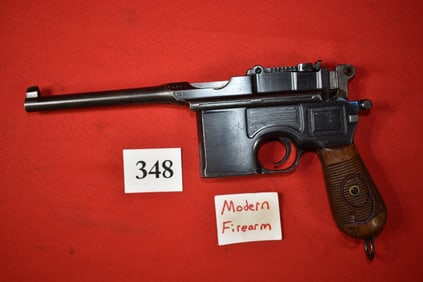 (X) Mauser C96 Prussian Contract Red 9 Broom Handle 9mm Pistol