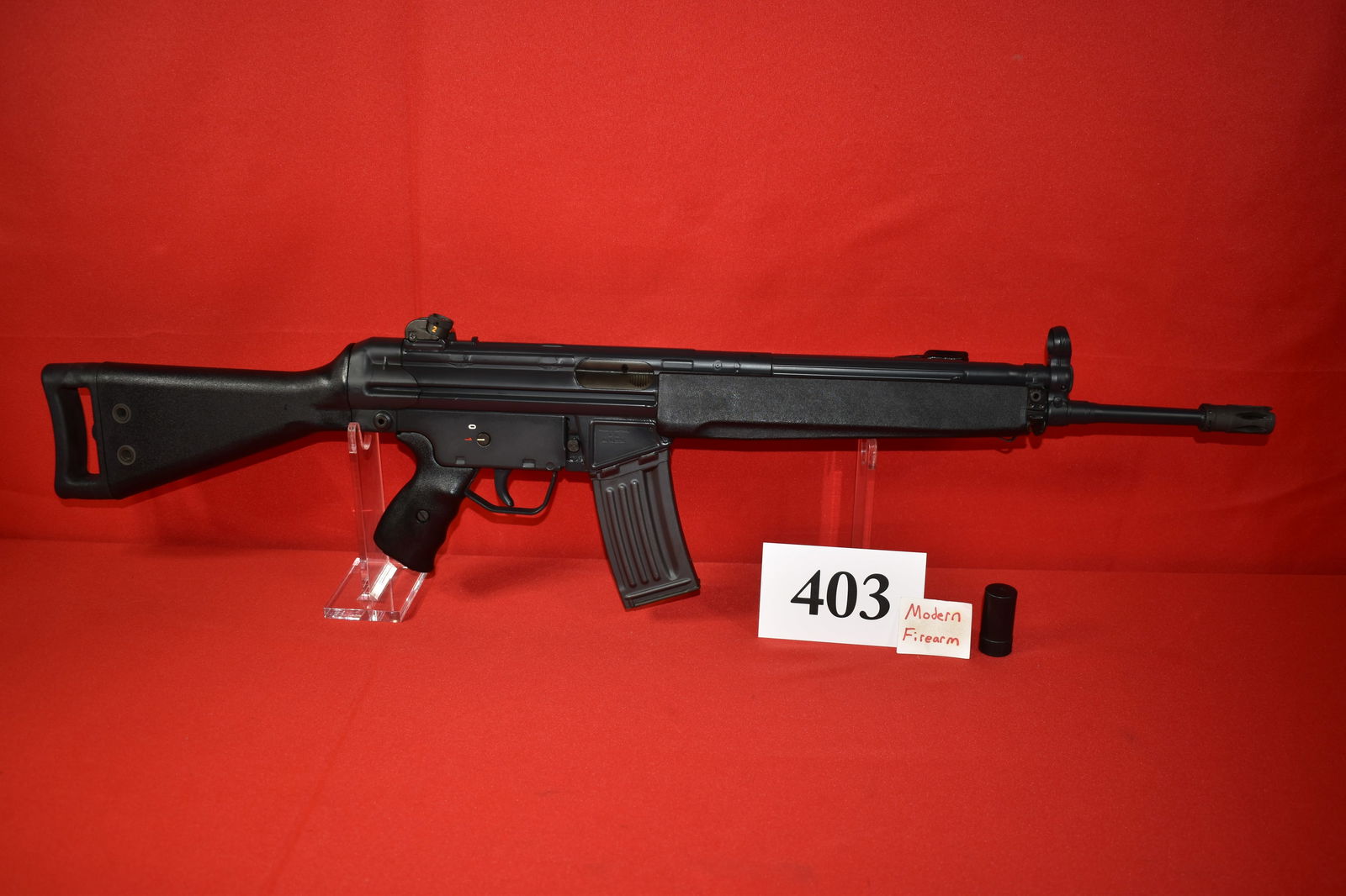 (X) H & K HK93 .223 Rifle: (X) H & K HK93 .223 Rifle, SN# A130468, mfg. 1981 Pre-Ban, 1 mag., 98% mint condition