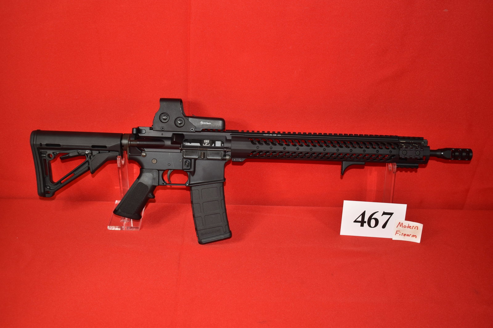 (X) Anderson AM-15 5.56 mm Rifle: (X) Anderson AM-15 5.56 mm Rifle, SN# 15025486, 16” Voodoo bbl. with Adams Arms Adj. Gas System AA Upper, L3 Eotech 512 Holographic Sight, Rifle, new, sight used