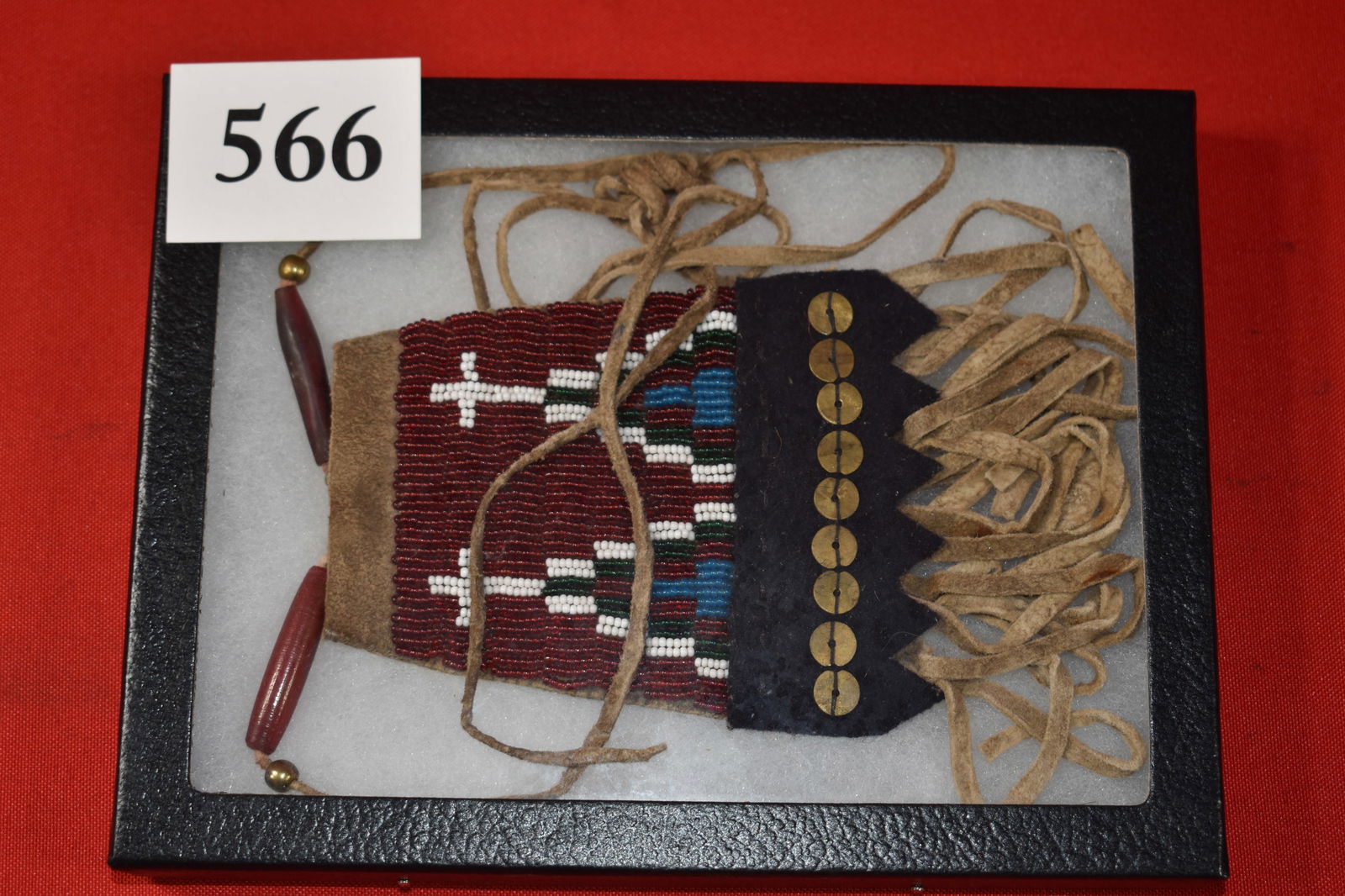 Beaded Strike-a-lite : 5” x 3 ½” Beaded Strike-a-lite – Cornelian Beads – Crow