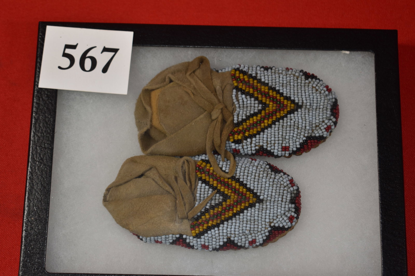 Beaded Baby Moccasins – Blackfoot: Pair of 4 ½” Beaded Baby Moccasins – Blackfoot