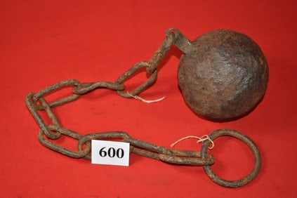 Blacksmith Hand Forged Iron Ball and Chain