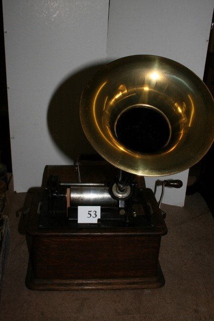 Edison Standard Phonograph -WILL NOT SHIP: Edison Standard Phonograph with black and brass horn WILL NOT SHIP