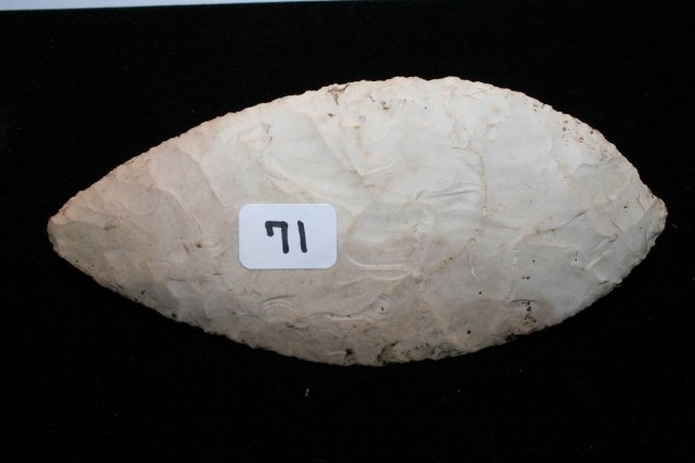 Burlington Chert Blade: 4 7/8” Burlington Chert Blade – Lagrange Co. Indiana – Ex. Dave Warner Coll.