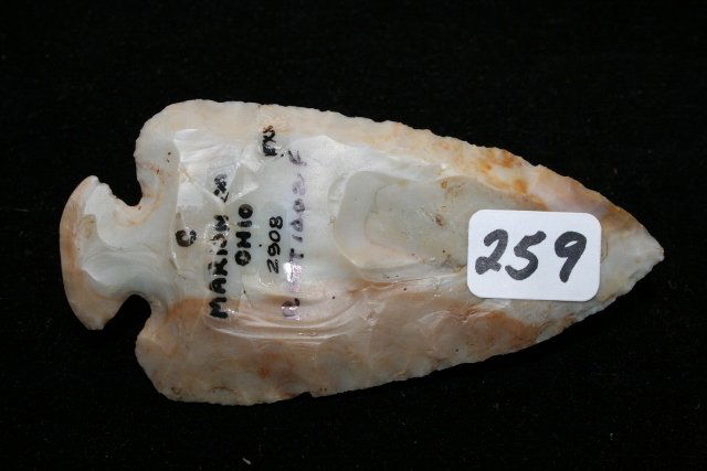 Flint Ridge Dovetail Point: 3 ½” Colorful Flint Ridge Dovetail Point – Manton, Marion Co. Ohio – Ex. Bob Converse Coll.