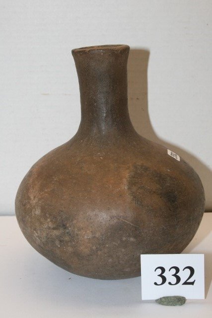 Mississippian Water Bottle: 7” x 8 ¼” Mississippian Water Bottle – appears solid Ark/Mo. - from the Ted Trotta, Anna Bono Collection