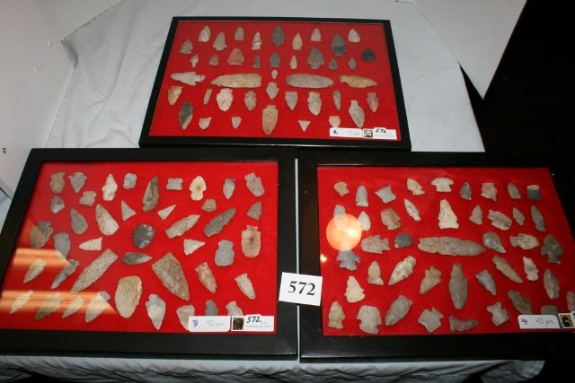 (3) Frame with total of 128 Flints: (3) 12” x 16” Frame with total of 128 Flints, Indiana, mostly chert