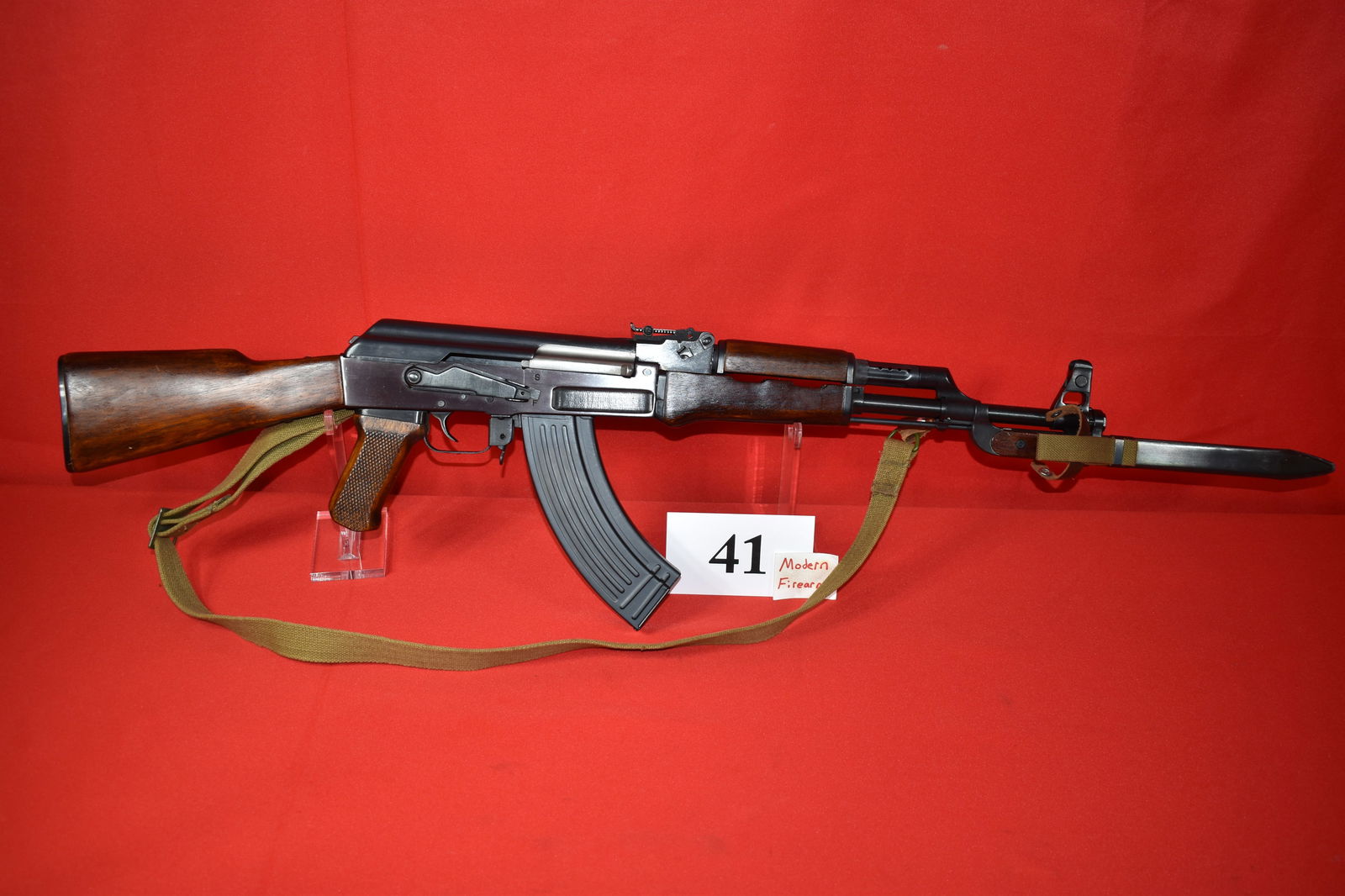 (X) Poly Tech Legend AK-47/5 7.62 x 39mm Rifle: (X) Poly Tech Legend AK-47/5 7.62 x 39mm Rifle, SN# P47-02451, Pre-Ban AK-47, Dark Wood, with bayonet, sling, mag., 98% mint condition