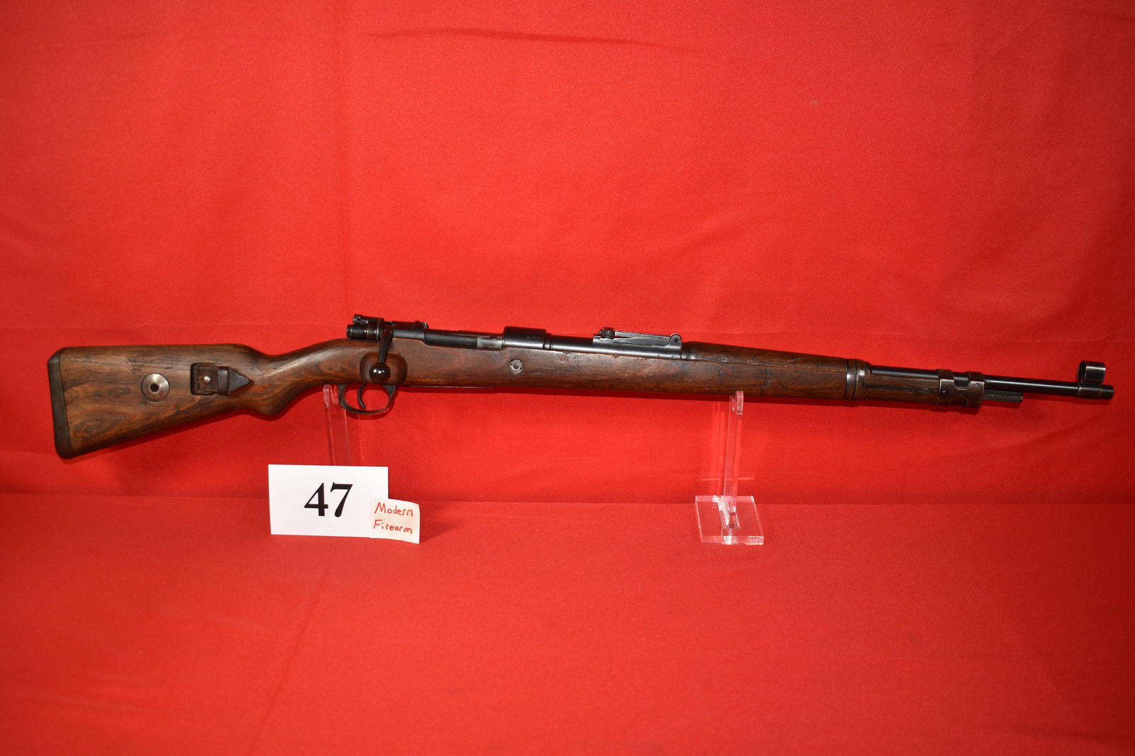 (X) Erma Model K98K 8mm Rifle: (X) Erma Model K98K 8mm Rifle, SN# 680a, all matching, non-import, GI Bring Back, ax41, 1941 German Nazi WWII mfg., very scarce code, 100% matching, untouched, excellent condition, only .06% had this