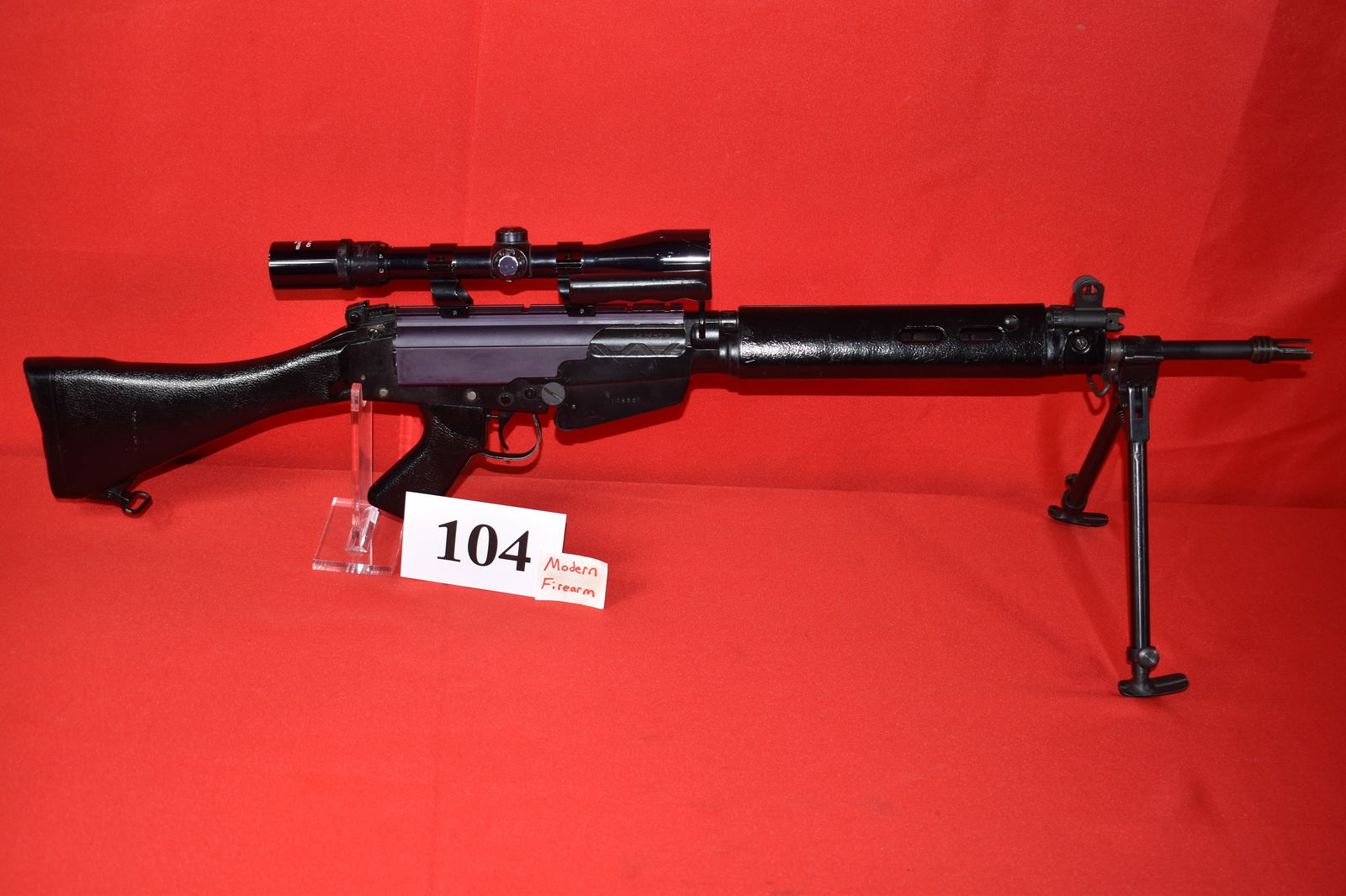 (X) CAI L1A1 FAL .308 Rifle: (X) CAI L1A1 FAL .308 Rifle, SN# 108551, with Bi-Pod, Scope mount top cover, Tasco 3-9-40 scope
