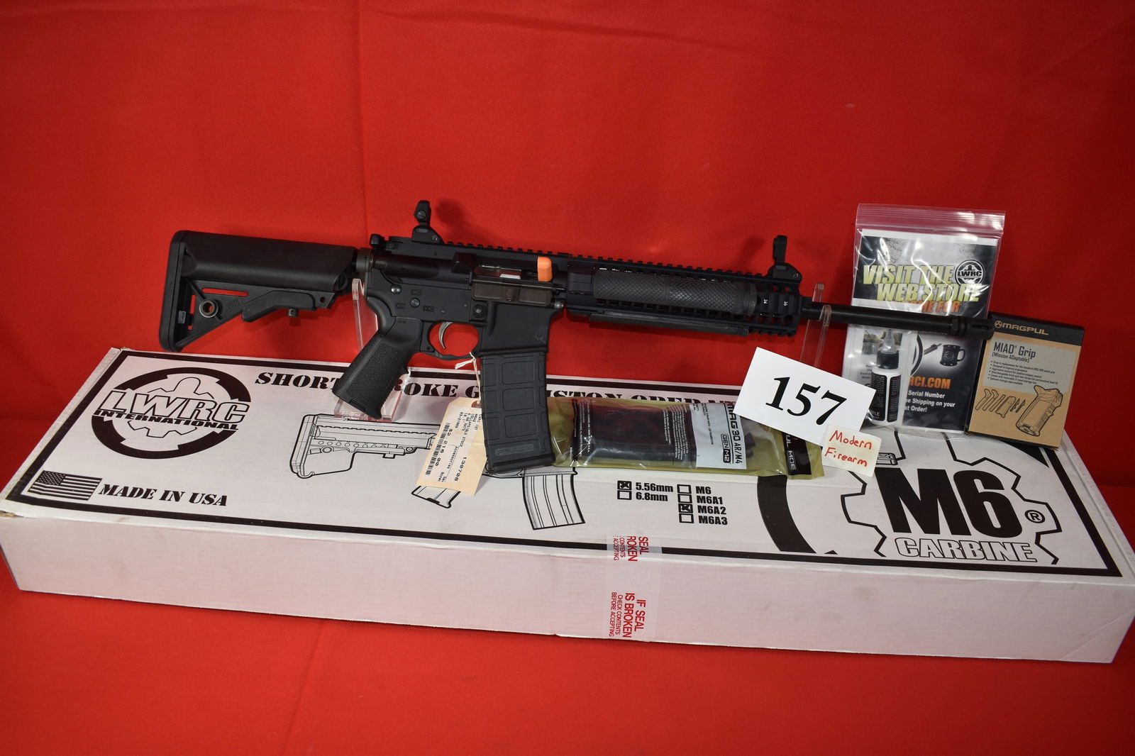 (X) LWRC M6A2 5.56mm Rifle: (X) LWRC M6A2 5.56mm Rifle, SN# 03-21969, 16” bbl., 2 mags, new in box