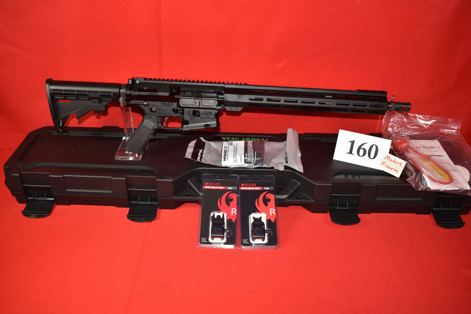 (X) Stag Arms Stag-10 .308 Rifle: (X) Stag Arms Stag-10 .308 Rifle, SN# USA005494, 16” bbl., 1 mag., Ruger Flip Up Sights, new in box