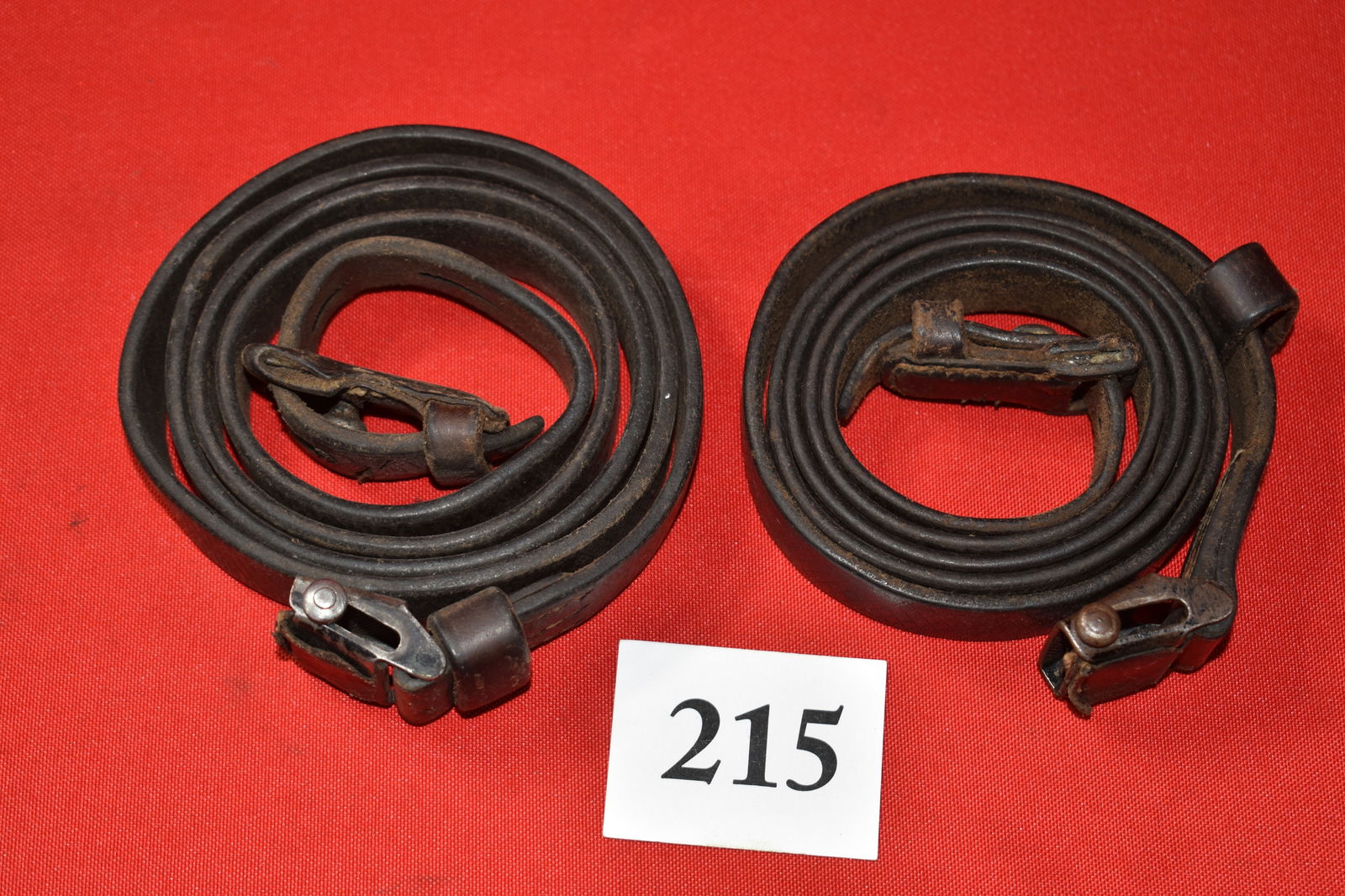 (2) German WWII Nazi K98K, G43: (2) German WWII Nazi K98K, G43, K43, Rifle Leather Slings, all Complete, original GI Bring Back