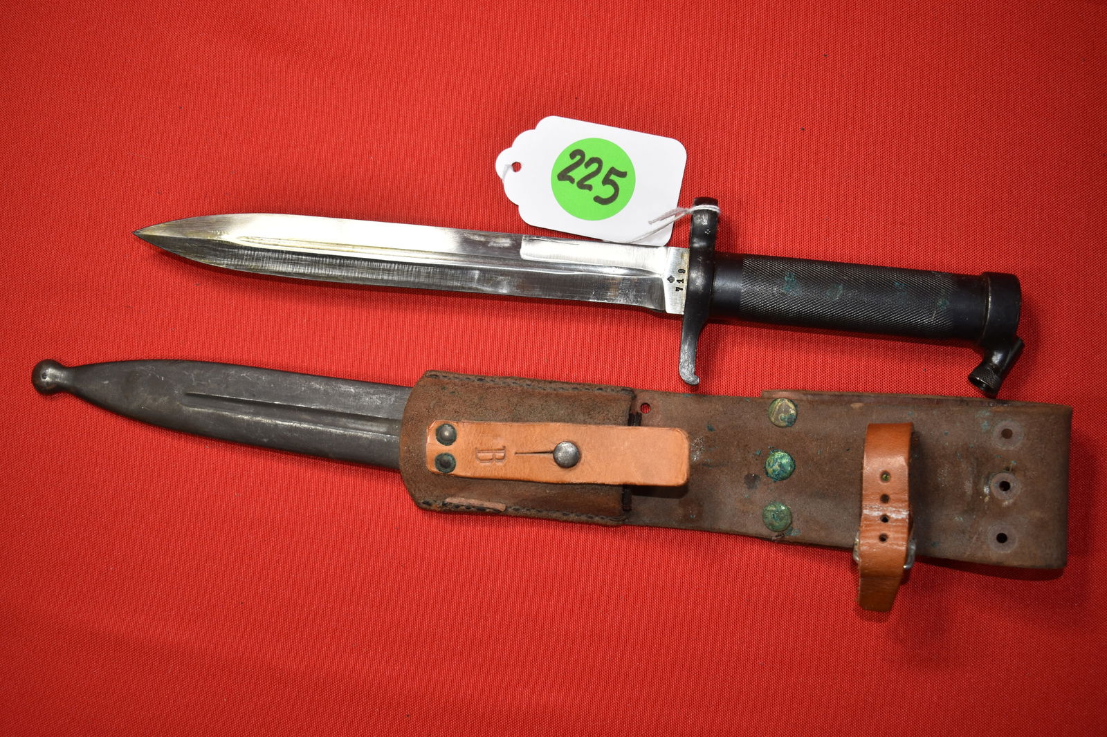Swedish M1896 1896 Mauser Bayonet, Scabbard: Swedish M1896 1896 Mauser Bayonet, Scabbard, and Leather Frog, Complete, E.A.B., Excellent Condition