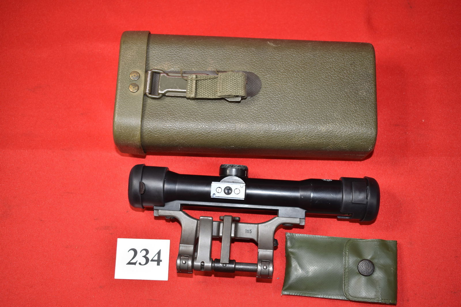 Hensoldt Wetzlar 4 x 24 Scope: Hensoldt Wetzlar 4 x 24 Scope with claw mount for HK91 G3 Rifles, Model 2 with see-through reticle that can be illuminated, missing the batterly compartment for turning it on and off, excellent condit