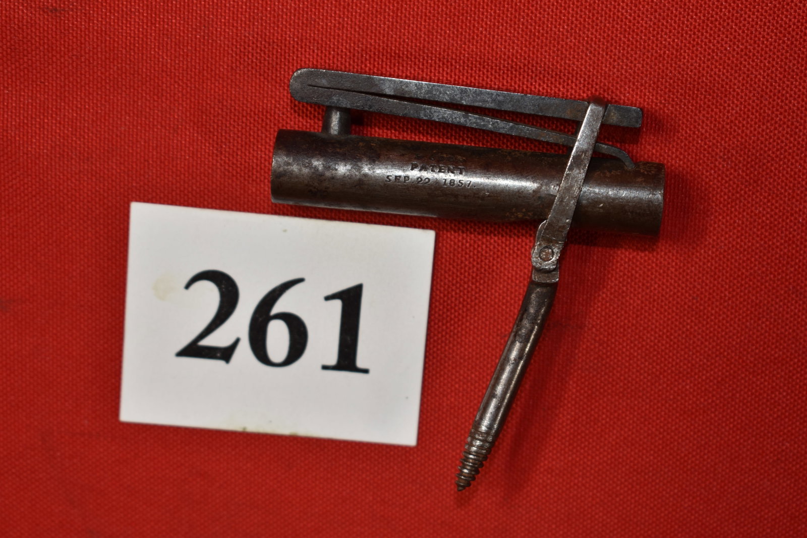 Antique S. Coon Patent Sept. 22 1857 Perc Trap/Alarm Gun: Antique S. Coon Patent Sept. 22 1857 Percussion Trap/Alarm Gun, .25 cal., approx. muzzle loading 2 3/8” long, Burglar Alarm