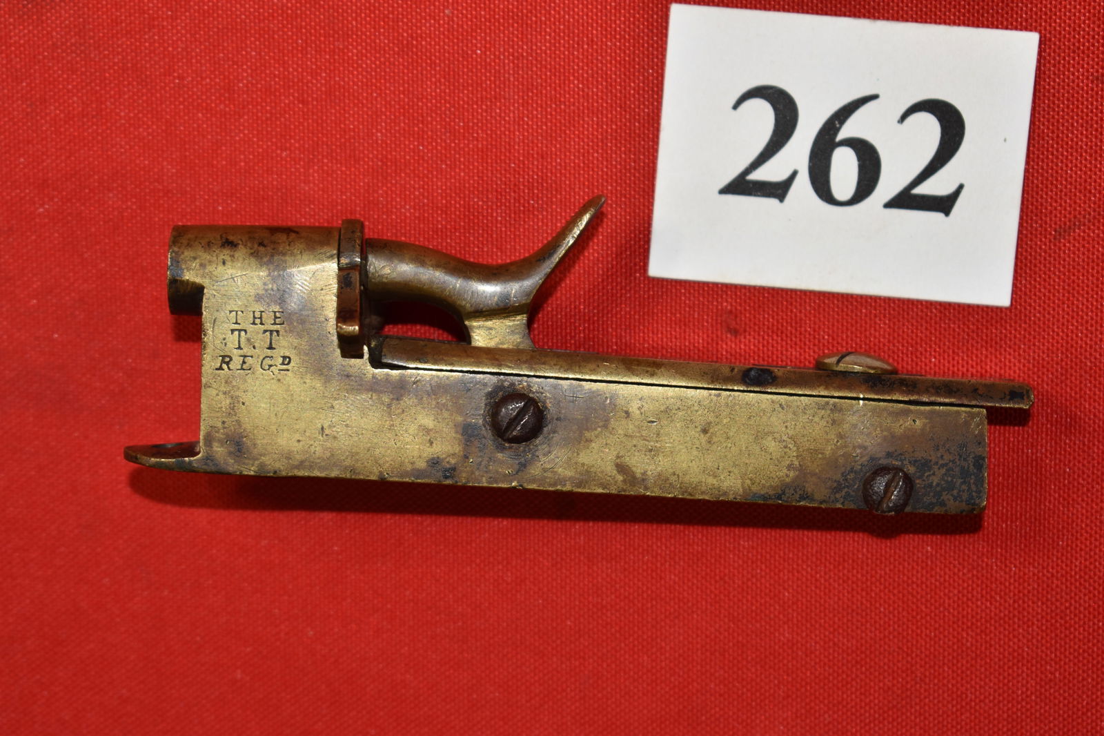 The T.T. Regd Antique Brass Burglar Alarm: The T.T. Regd Antique Brass Burglar Alarm, Swivel Breach .32 cal. Center Fire, very good condition – Excellent function