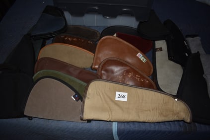 Lot of Pistol Soft Zipper Cases and Large Rifle Gun Socks