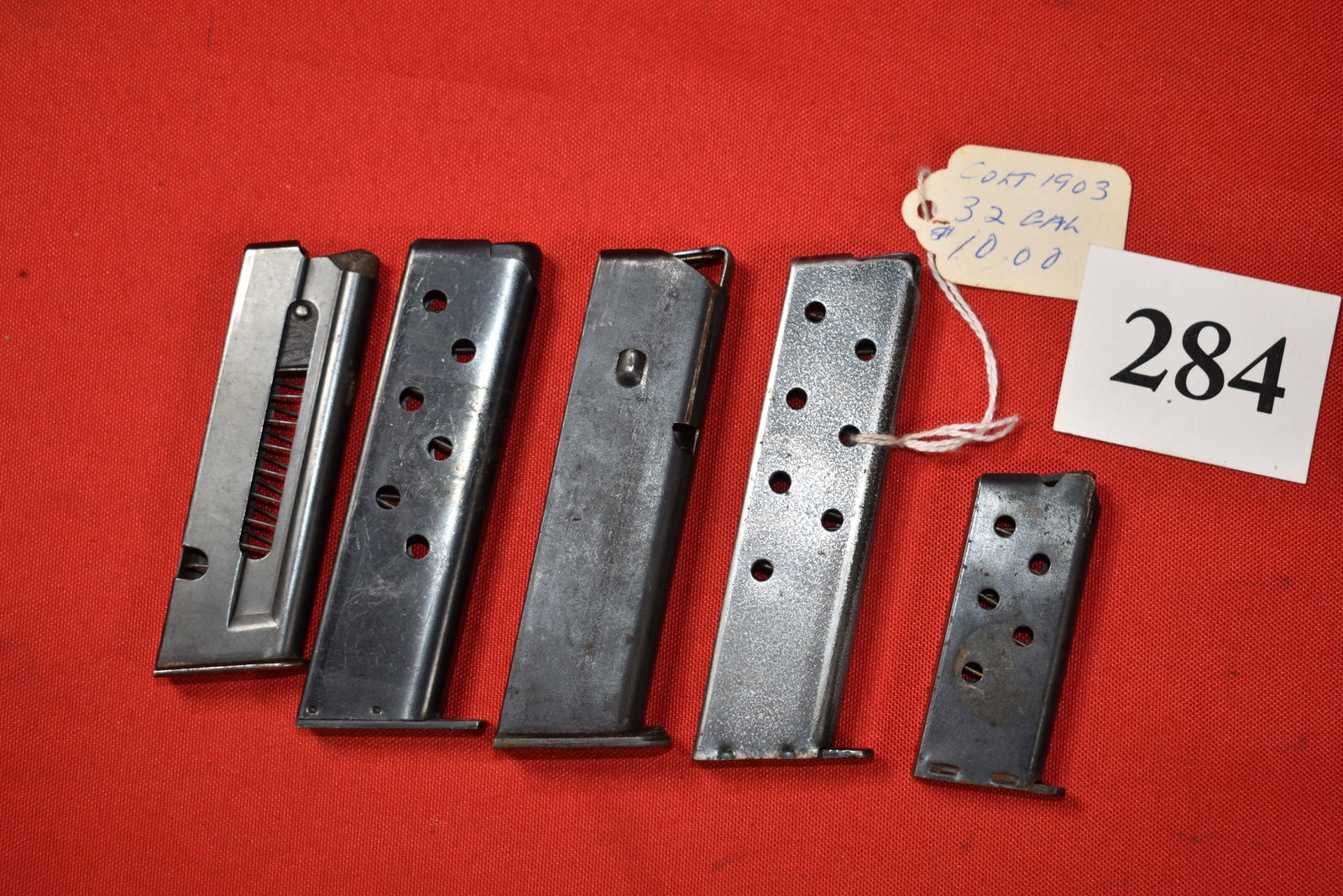 (5) Pistol Magazine Lot, Colt 1903: (5) Pistol Magazine Lot, Colt 1903 .32 cal., Colt .25 auto, Beretta PB .22 cal., USS marked