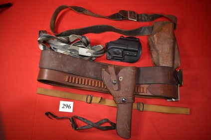 Lot of Leather Belts, Holsters, Slings