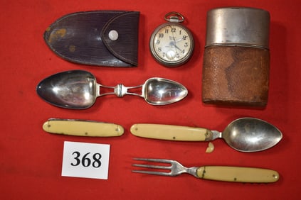 Folding Fork and Knife Set in container