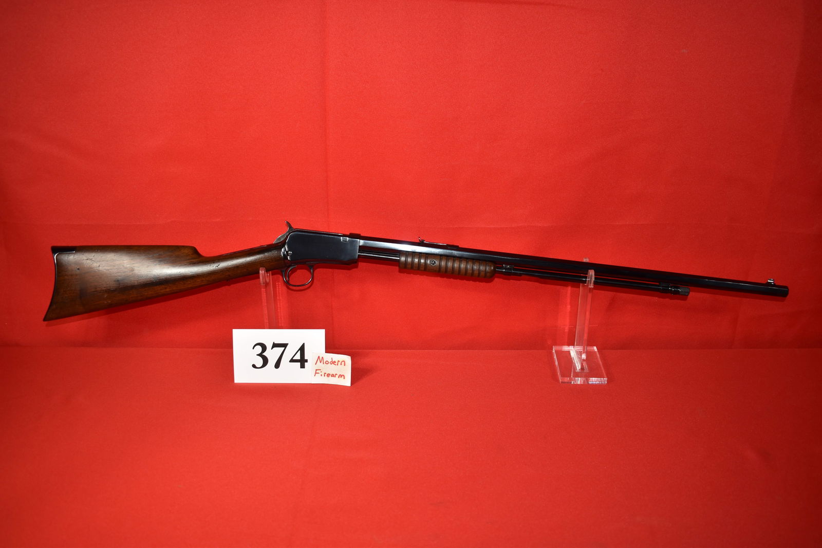 (X) Winchester Model 90 .22 Short Slide Action Rifle: (X) Winchester Model 90 .22 Short Slide Action Rifle, SN# 365883, mfg. 1908, professionally reblued and metal refinished, 24” oct. bbl., great function, takedown
