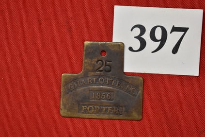 1856 Charlotte, N.C. Porter Slave Tag #25