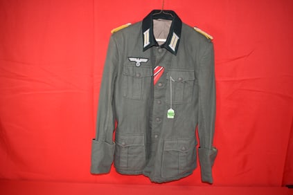 German WWII Army Cavalry Officers LT Tunic, Silver Bullion