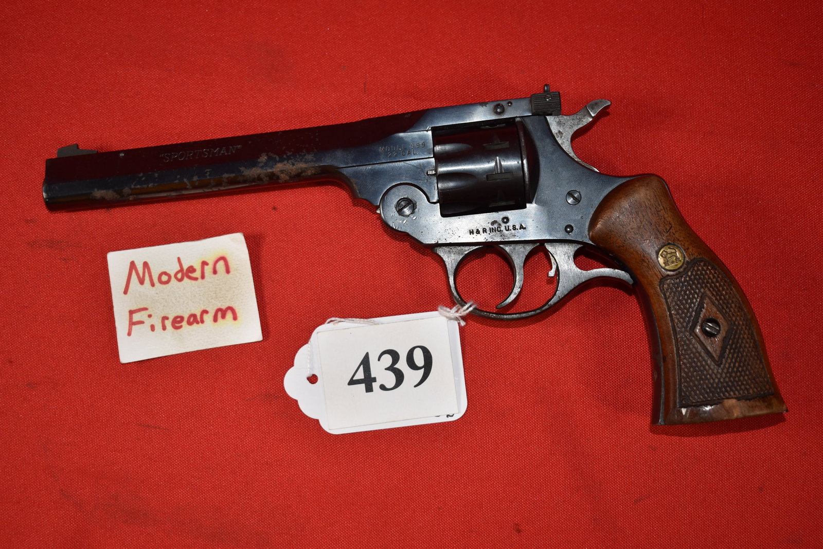 (X) H & R Sportsman Model 999 .22 cal. Revolver: (X) H & R Sportsman Model 999 .22 cal. Revolver, SN# AD10017, Rust Spots and missing ejector