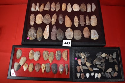 (3) Large assorted Frames of Arrowheads