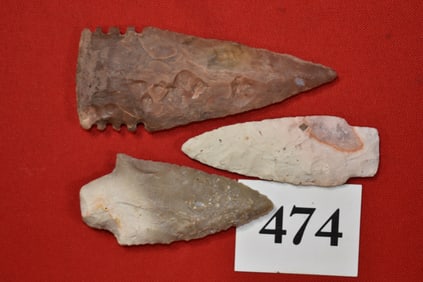 3 Flint Spears – quadruple notched
