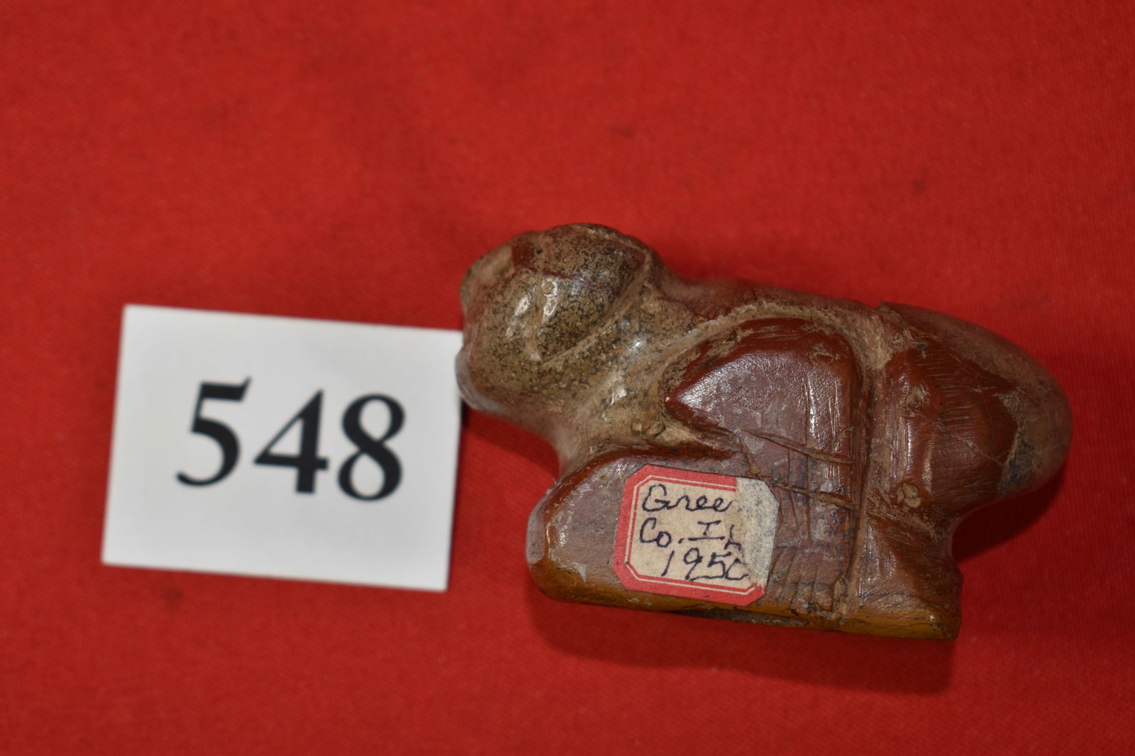 Pipe Stone Pipe – Wheeling Human, Green Co. Ill.: Pipe Stone Pipe – Wheeling Human, Green Co. Ill., 3 3/8”, 2 1/8” 2”