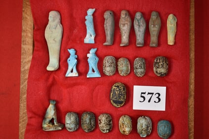 Frame of Egyptian Ushabti & Scarbs