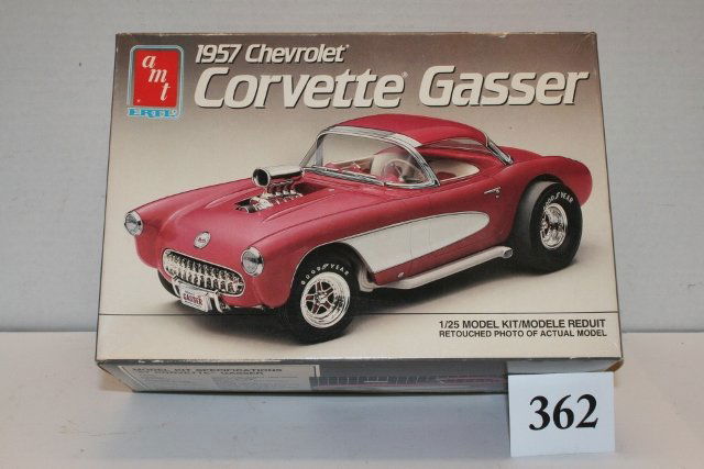 1957 Corvette Gasser model kit: AMT unassembled 1/25” scale 1957 Corvette Gasser model kit. CA 1990