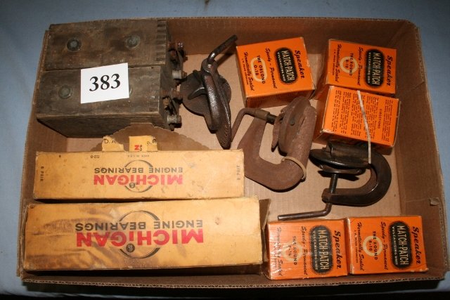 2-T coils, 12 sets of Michigan Engine Bearings: Job lot with: 2-T coils, 12 sets of Michigan Engine Bearings P/N 7022AK, 5 boxes of Speaker Match Patches. 3 Vulcanizers.
