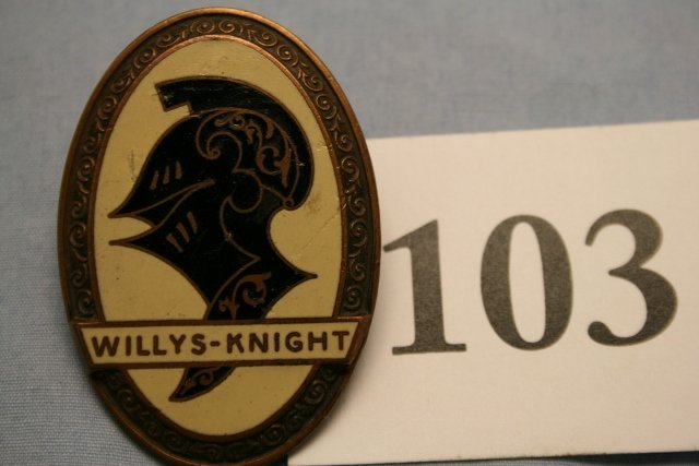 Willys-Knight enameled auto car emblem: Willys-Knight enameled auto car emblem 3" oval