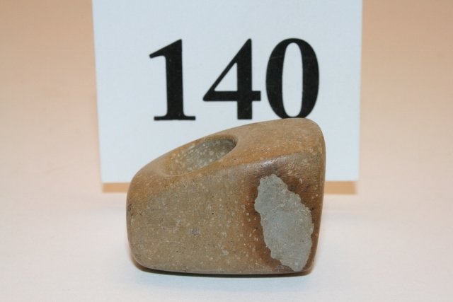 Pipestone Pipe Bowl: 1 ¼” Pipestone Pipe Bowl – 3 punctuated indentations along one side – Hamilton Co. Ohio