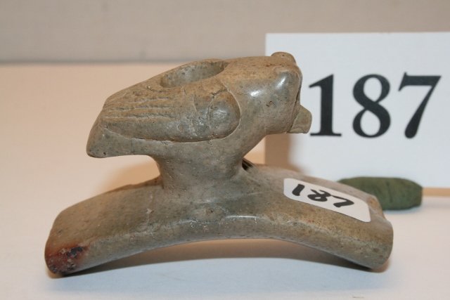 Owl Effigy Hopewell Platform Pipe: 2 ¾” Pipestone Owl Effigy Hopewell Platform Pipe – age uncertain