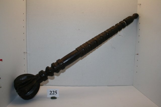 Carved Mace or Club: 27” Finely Carved Mace or Club – several age cracks from dryness